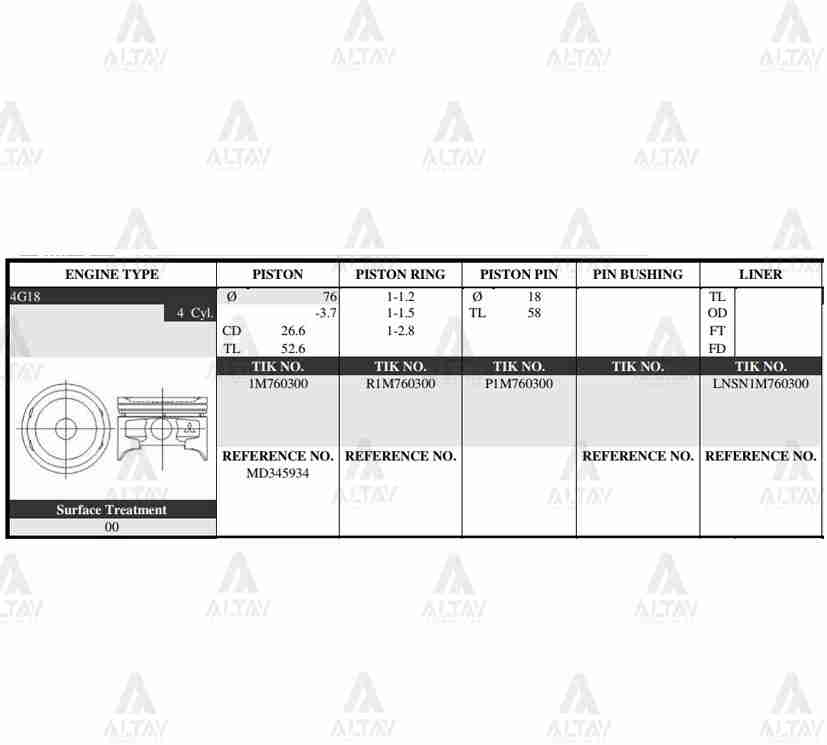 Mitsubishi Lancer Piston Segman Takım . OEM MD375013
